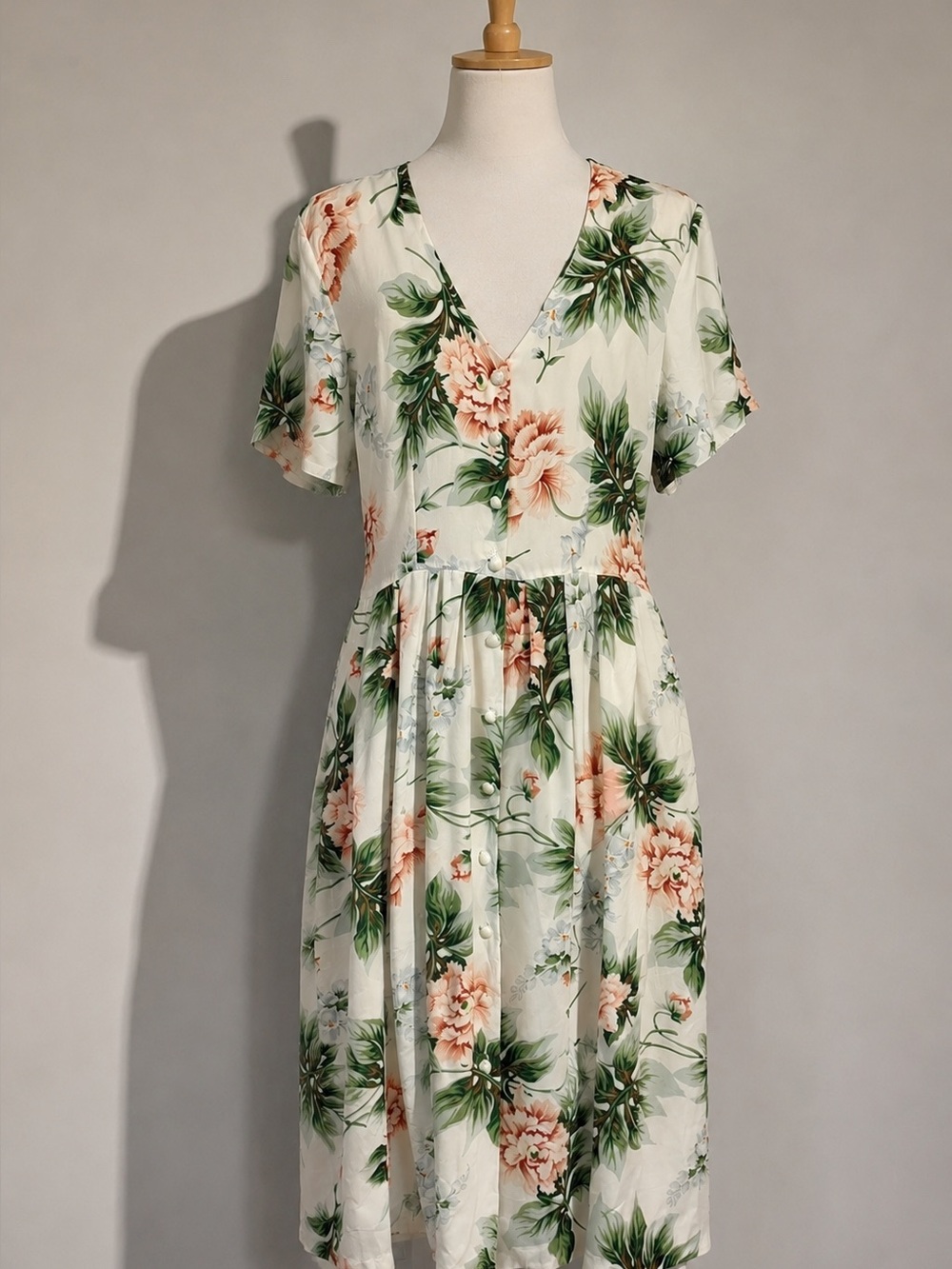 Vintage Carol Anderson California Floral Button Midi Dress Size 14